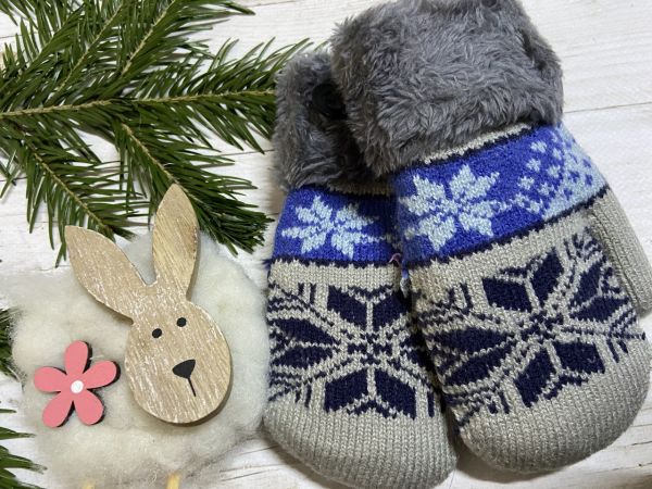 Рукавички дитячі від 3 до 6 років 17 см сірий