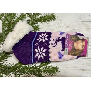 Шкарпетки жіночі теплі, овеча вовна 35-38, 39-41 короткі фіолетовий 39-41