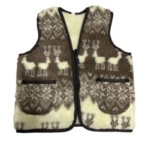 Жилет з овечої вовни орнамент олені на блискавці(безрукавка жіноча, Жилет із овечої шерсті стьобаний жилет із 4XL