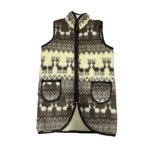 Жилет з овечої вовни орнамент довгий на блискавці, безрукавка жіноча довга XXL