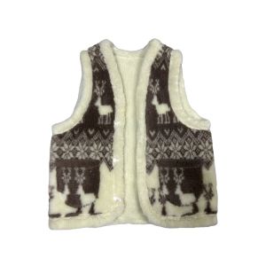 Жилет з овечої шерсті, орнамент олені, подвійна, безрукавка, камізелька 50