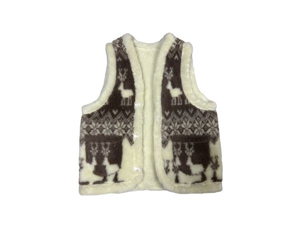 Жилет з овечої шерсті, орнамент олені, подвійна, безрукавка, камізелька