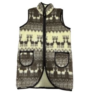 Жилет з овечої вовни орнамент довгий на блискавці, безрукавка жіноча довга