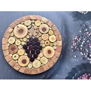 Дерев’яна підставка під гаряче "Виноград"  19 см