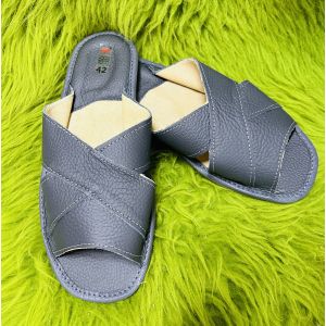 Домашні чоловічі шкіряні капці, колір сірий 46