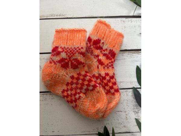 Шкарпетки дитячі орнамент від 12 до 14 см жовтогарячий