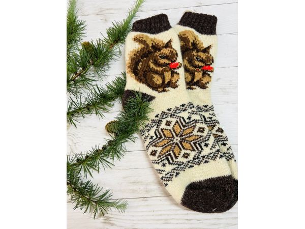 Шкарпетки жіночі з овечої шерсті білочка