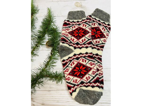 Шкарпетки жіночі з овечої шерсті орнамент