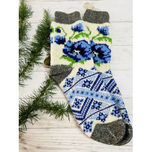 Шкарпетки жіночі з овечої шерсті орнамент