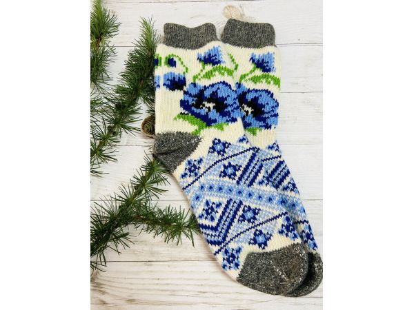Шкарпетки жіночі з овечої шерсті орнамент