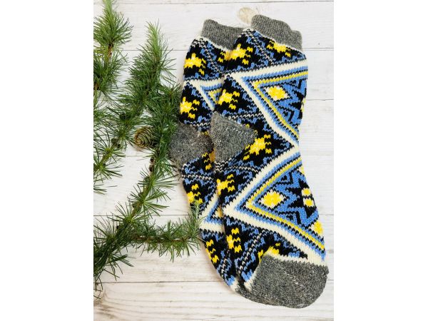 Шкарпетки жіночі з овечої шерсті орнамент
