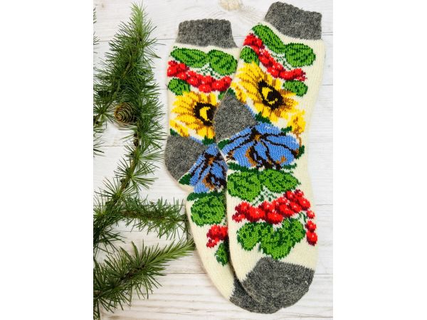 Шкарпетки жіночі з овечої шерсті ромашки