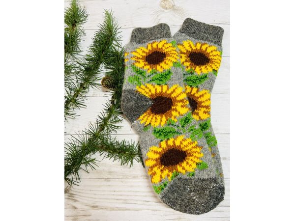 Шкарпетки жіночі з овечої шерсті, орнамент