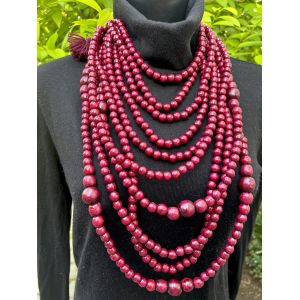 Намисто з дерева, ручна робота, намисто бордовий колір