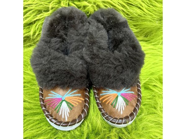 Закопанки, хутряні жіночі капці, капці з овечої вовни, темне хутро, закопанки жіночі 38 розмір