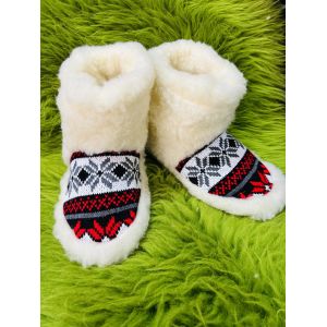 Чуні з овечої шерсті, чуні з овчини, чуні орнамент, чуні гумова підошва 36-37 розмір