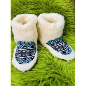 Чуні з овечої шерсті, чуні з овчини, чуні орнамент, чуні гумова підошва розміри  36-40 40-41