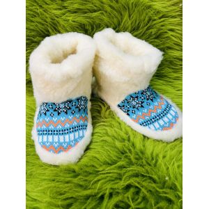 Чуні з овечої шерсті, чуні з овчини, чуні орнамент, чуні гумова підошва 38-39 розмір