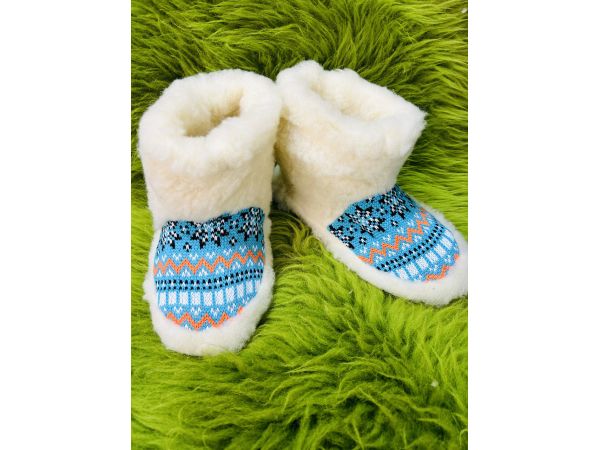 Чуні з овечої шерсті, чуні з овчини, чуні орнамент, чуні гумова підошва 38-39 розмір