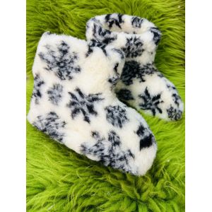 Чуні з овечої шерсті, чуни овчина, колір червоний сніжинка 40-41 розмір