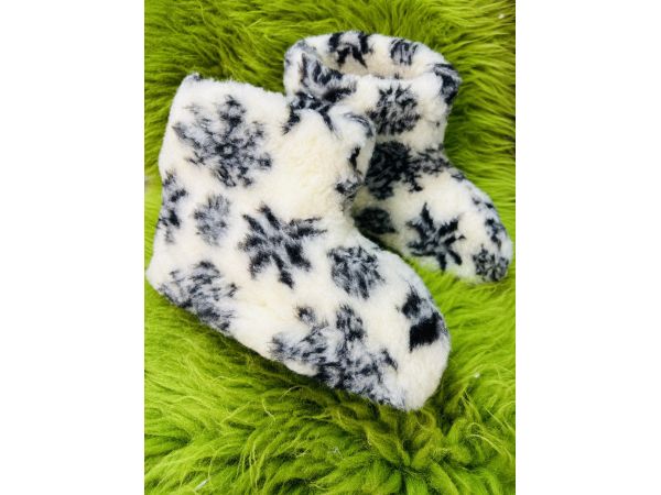 Чуні з овечої шерсті, чуни овчина, колір червоний сніжинка 40-41 розмір