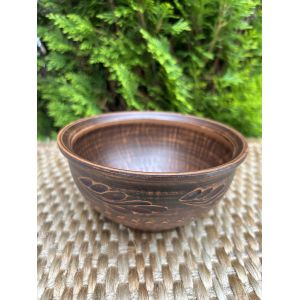 Керамічна піала (салатник), тарілка для борщу, посуд з червоної глини 14 см х 7 см