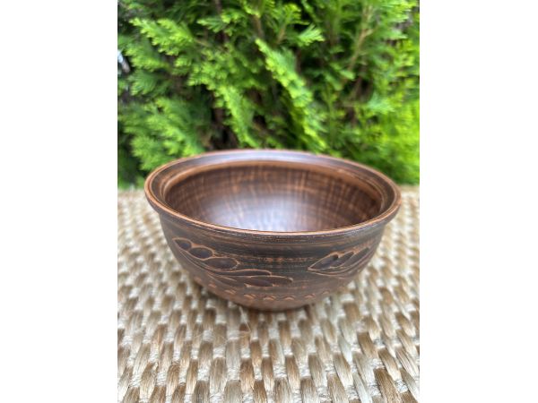 Керамічна піала (салатник), тарілка для борщу, посуд з червоної глини 14 см х 7 см