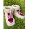 Чуні з овечої шерсті, cніжинка кольорові рожеві, гумова підошва розміри від 36 до 41