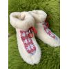 Чуні з овечої шерсті, cніжинка кольорові  червоні, гумова підошва 38-39 розмір