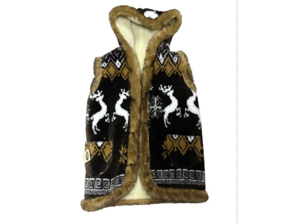 Жилет жіночий з овечої шерсті, орнамент олені, розміри від 38 до 62