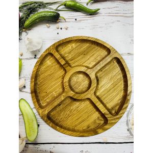 Дерев’яна тарілка для подачі блюд, менажниця двостороння 30 см