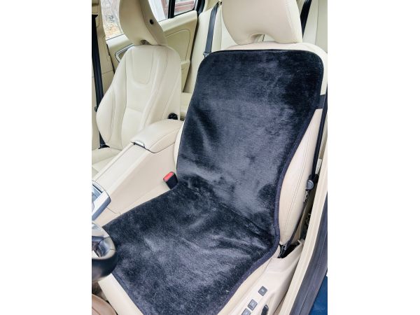 Накидка на автомобільне сидіння з овечої шерсті, чорний колір