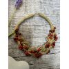 Намисто з дерева та ниток косичка, червоно-бордове