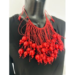 Намисто з дерева, червоне , ручна робота, українське намисто