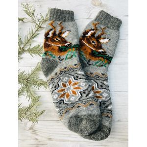 Шкарпетки жіночі з овечої шерсті олені