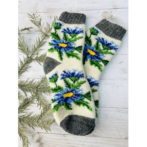 Шкарпетки жіночі з овечої шерсті орнамент