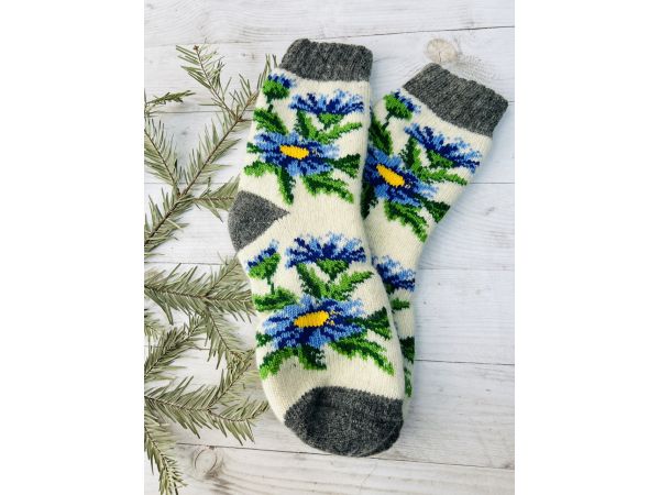 Шкарпетки жіночі з овечої шерсті орнамент
