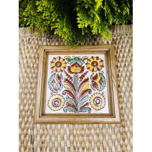 Косівська кераміка, настінна картина 17х17х2,5 см ручна робота картина на подарунок
