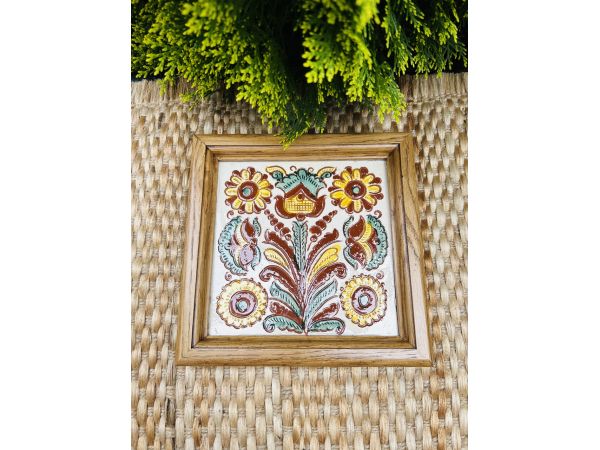 Косівська кераміка, настінна картина 17х17х2,5 см ручна робота картина на подарунок