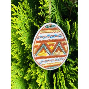 Прикраса на кошик писанка Косівська кераміка 9х7 см ручна робота