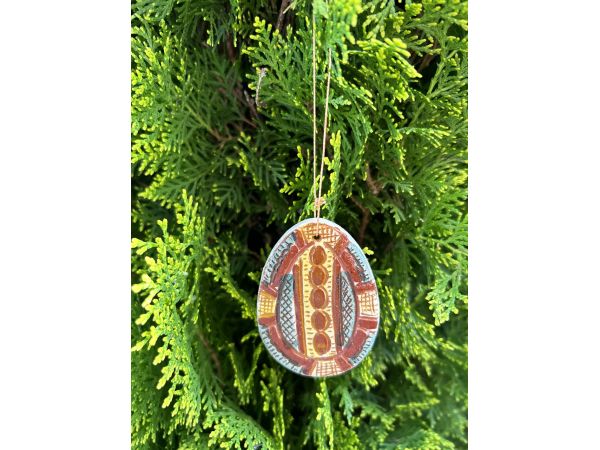 Прикраса на кошик писанка Косівська кераміка 6,5х5 см ручна робота