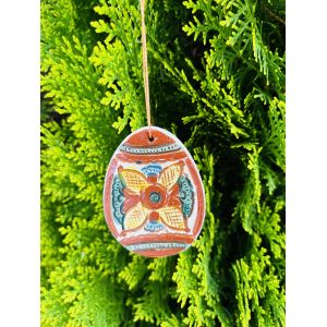 Прикраса на кошик писанка Косівська кераміка 6,5х5 см ручна робота