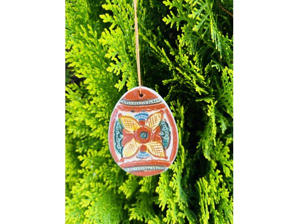 Прикраса на кошик писанка Косівська кераміка 6,5х5 см ручна робота