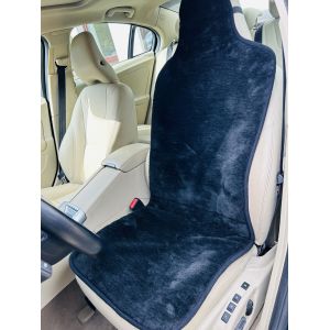 Накидка на автомобільне сидіння з овечої шерсті з підголовником чорний колір