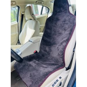 Накидка на автомобільне сидіння з овечої шерсті з підголовником коричневий колір