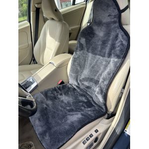 Накидка на автомобільне сидіння з овечої шерсті з підголовником сірий колір