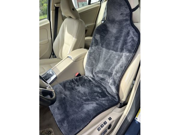Накидка на автомобільне сидіння з овечої шерсті з підголовником сірий колір