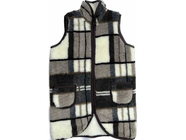 Жилет з овечої вовни орнамент довгий на блискавці, безрукавка жіноча довга