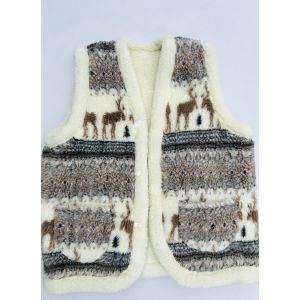 Жилет з овечої шерсті, орнамент олені, подвійна, безрукавка, камізелька 54 розмір 52