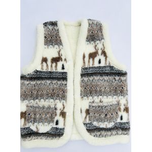 Жилет з овечої шерсті, орнамент олені, подвійна, безрукавка, камізелька 54 розмір 58